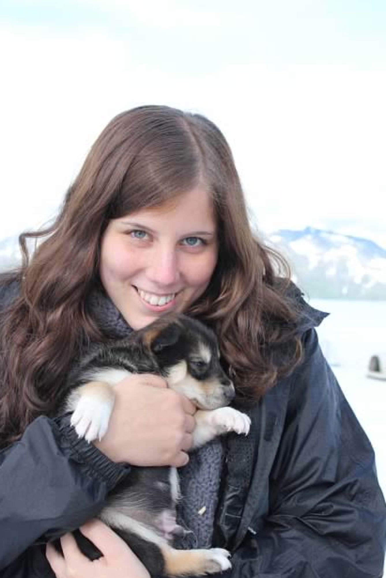 anchorage alaska helicopter tours girl holding puppy