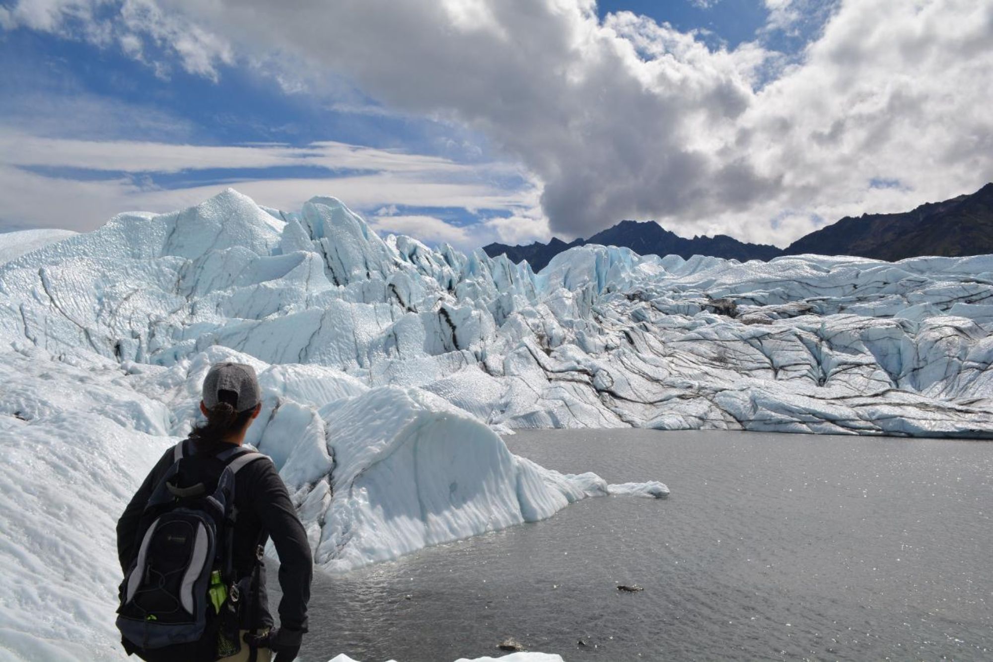 matanuska glacier tour, woman looking out on glacier