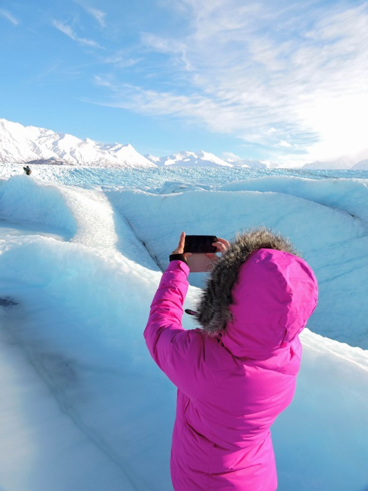 taking a picture matanuska glacier tour