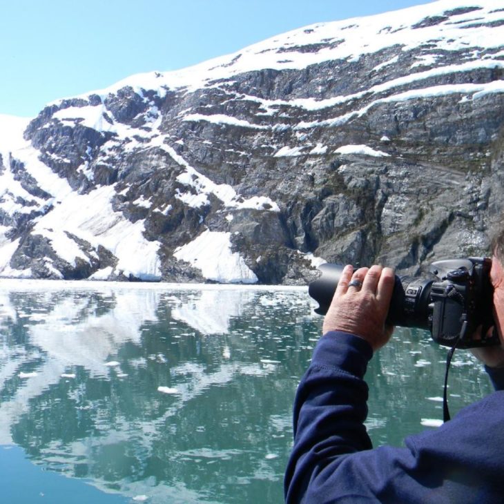 Taking pictures of glaciers at prince william sound tour