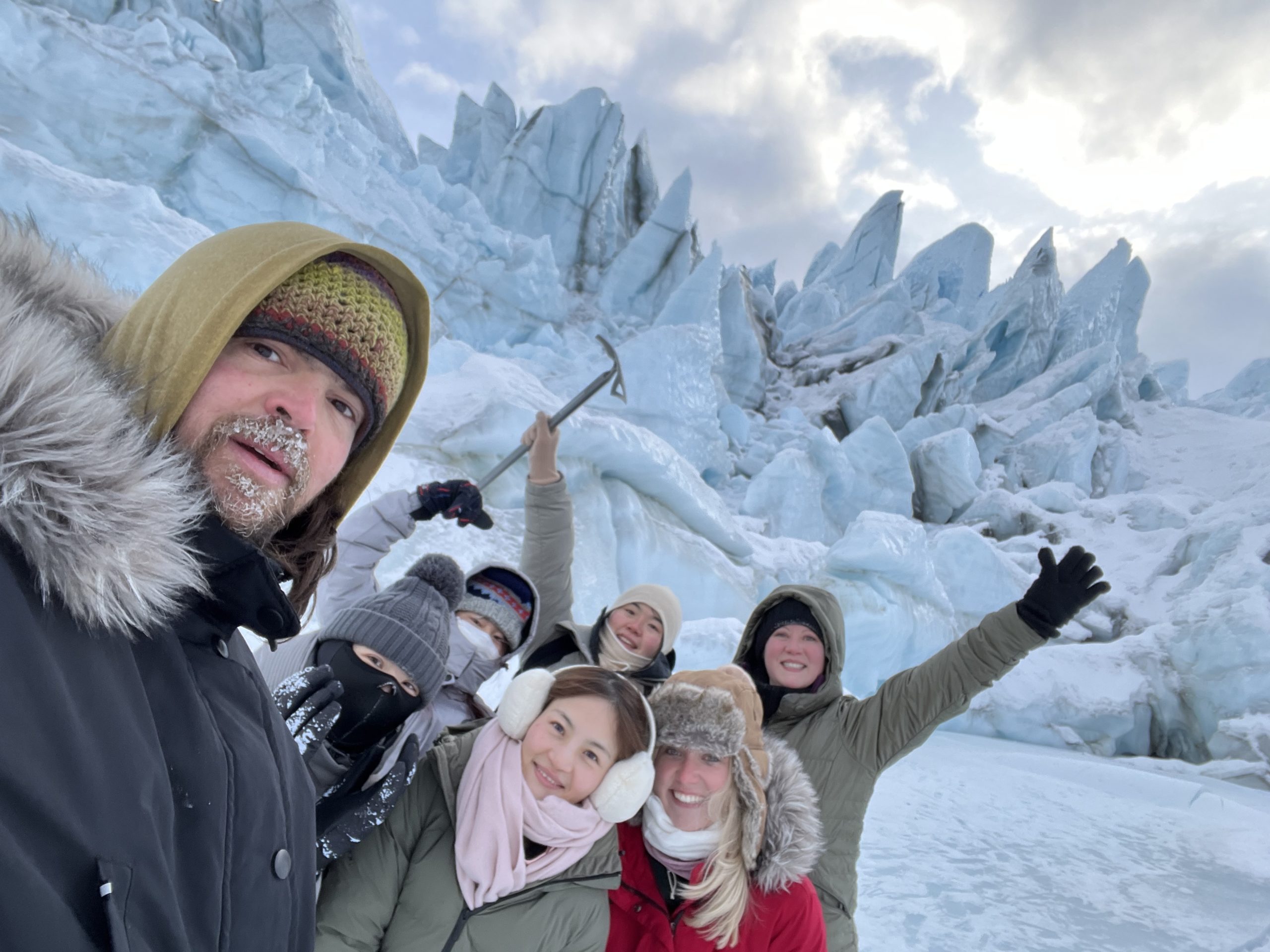 Matanuska glacier in winter with group