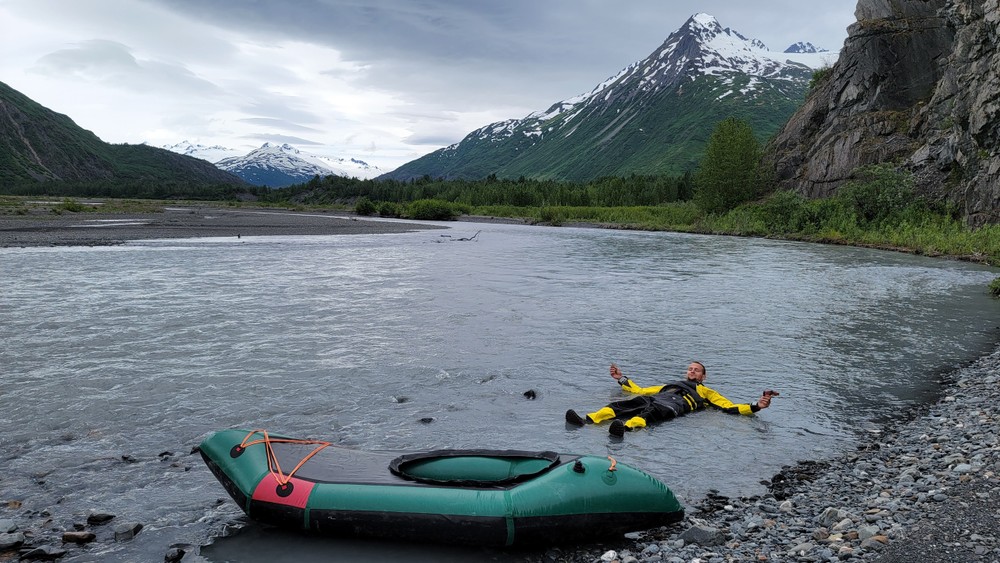 Guest enjoys a float during packrafting adventure in Alaska