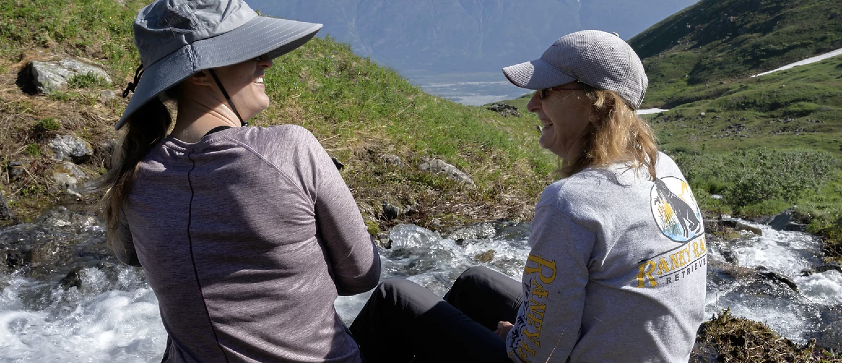 Hikers taking a break on a heli-hike